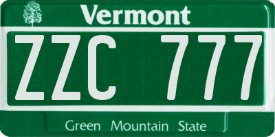 VT license plate ZZC777