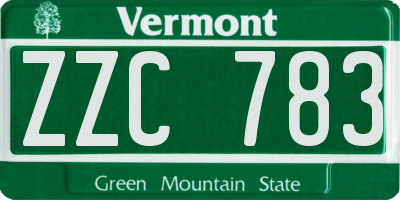 VT license plate ZZC783