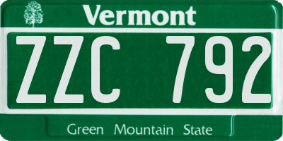 VT license plate ZZC792