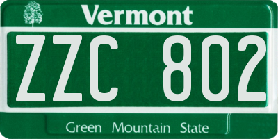 VT license plate ZZC802