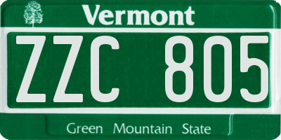VT license plate ZZC805