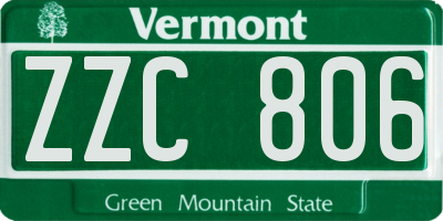 VT license plate ZZC806
