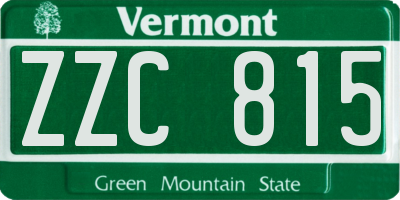 VT license plate ZZC815
