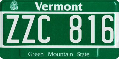 VT license plate ZZC816