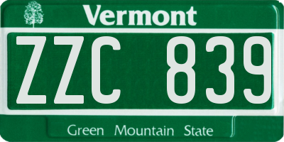 VT license plate ZZC839