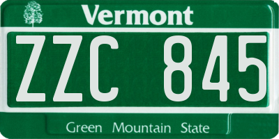 VT license plate ZZC845