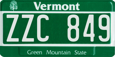 VT license plate ZZC849