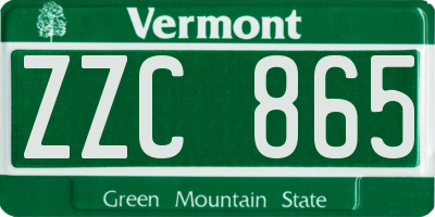 VT license plate ZZC865