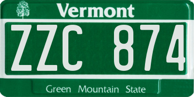VT license plate ZZC874
