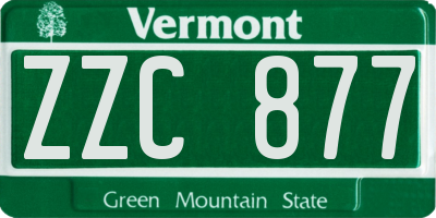 VT license plate ZZC877