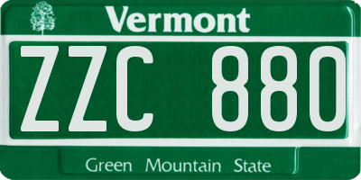 VT license plate ZZC880