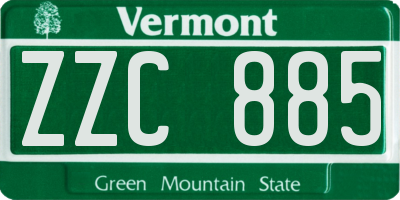 VT license plate ZZC885