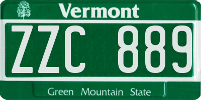 VT license plate ZZC889