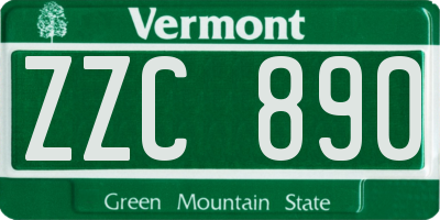 VT license plate ZZC890