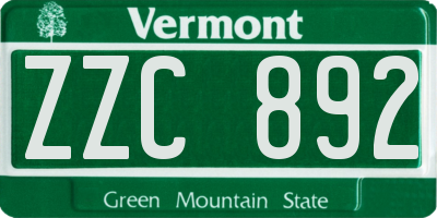 VT license plate ZZC892