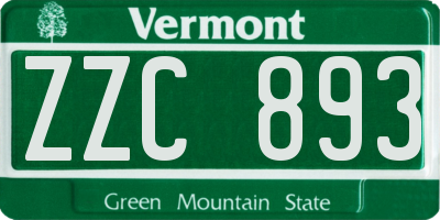 VT license plate ZZC893