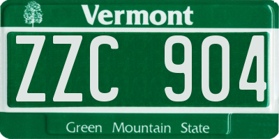 VT license plate ZZC904