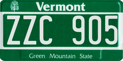 VT license plate ZZC905