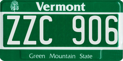 VT license plate ZZC906