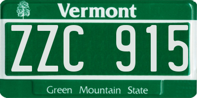 VT license plate ZZC915