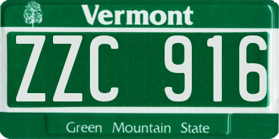 VT license plate ZZC916