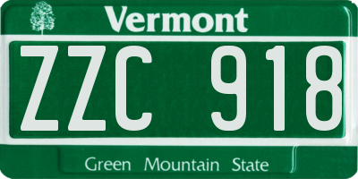 VT license plate ZZC918