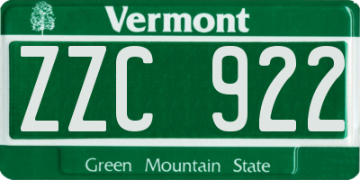 VT license plate ZZC922