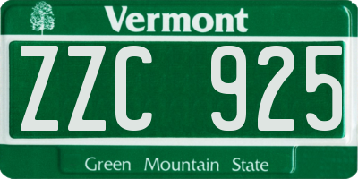 VT license plate ZZC925