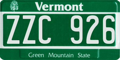 VT license plate ZZC926