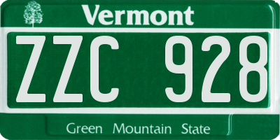 VT license plate ZZC928