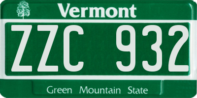 VT license plate ZZC932