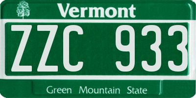 VT license plate ZZC933