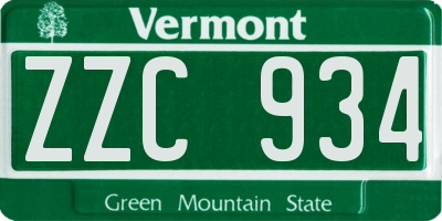 VT license plate ZZC934