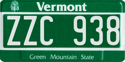 VT license plate ZZC938