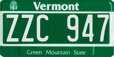 VT license plate ZZC947