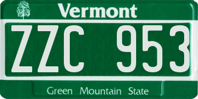VT license plate ZZC953