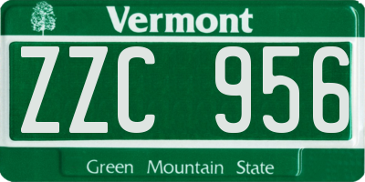 VT license plate ZZC956