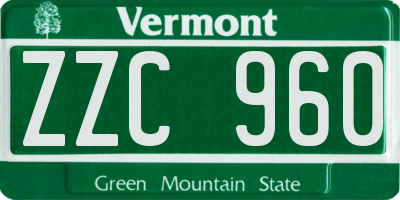 VT license plate ZZC960