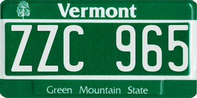 VT license plate ZZC965