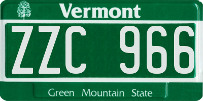 VT license plate ZZC966