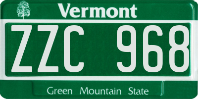 VT license plate ZZC968