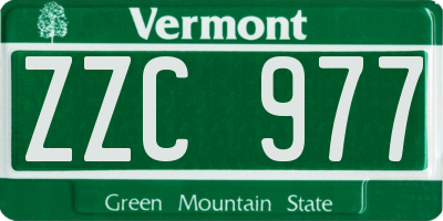 VT license plate ZZC977