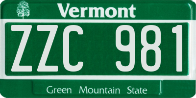 VT license plate ZZC981