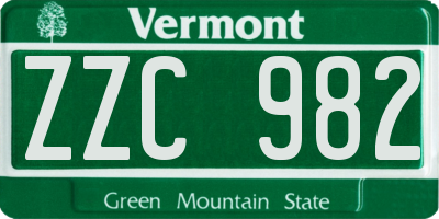 VT license plate ZZC982