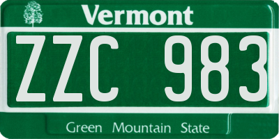 VT license plate ZZC983