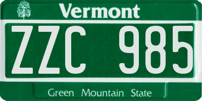 VT license plate ZZC985