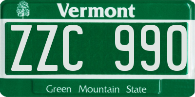 VT license plate ZZC990