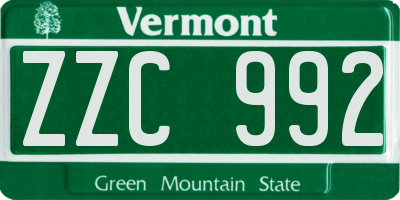 VT license plate ZZC992