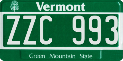 VT license plate ZZC993