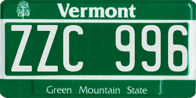 VT license plate ZZC996